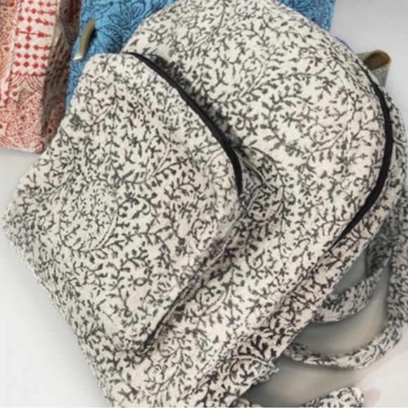 New! Ruggine Handmade Weave / Block Print Durable Backpack Bag - Picture 4 of 6